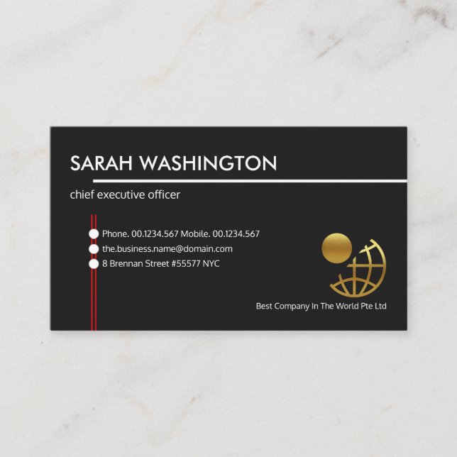 Stunning Black Intercepting Lines Owner CEO Business Card (Front)