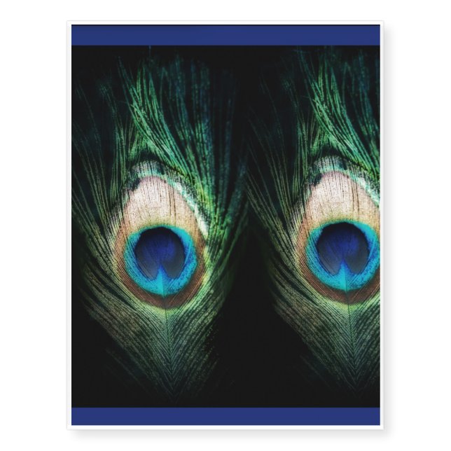 Stunning Black Peacock Temporary Tattoos (Front)
