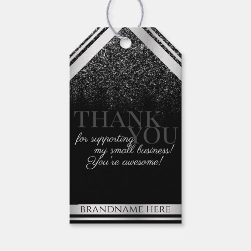 Stunning Black Silver with Glitter Rain Packaging Gift Tags