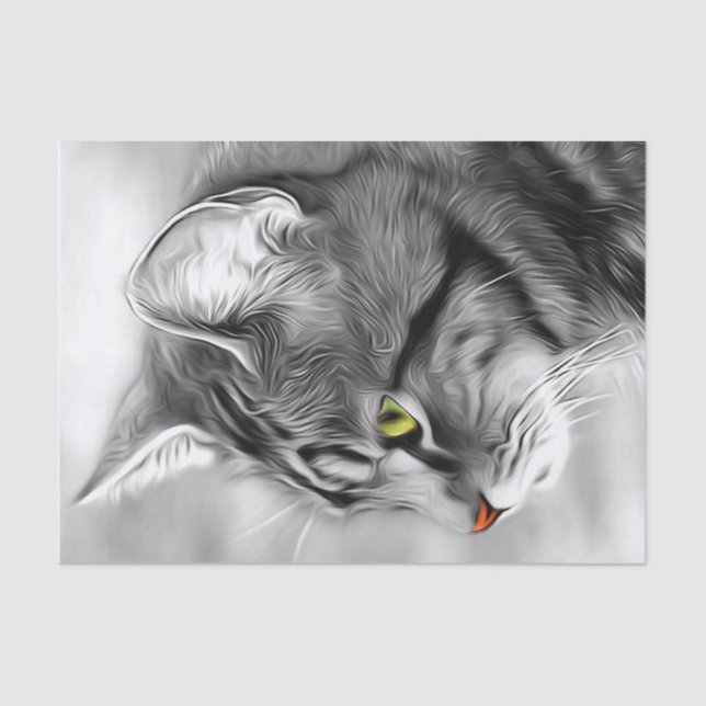 Stunning Black & White Kitty Cat Decoupage Tissue  Tissue Paper (Front)