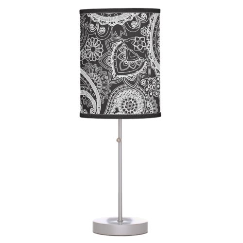 Stunning Black White Paisley Floral Design Table Lamp