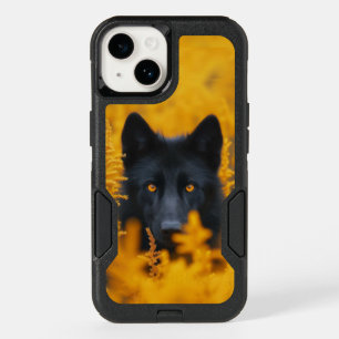 Stunning Black Wolf with Gold Eyes OtterBox iPhone 14 Case