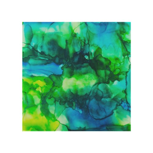 Stunning Blue Alcohol Ink Painting Wood Wall Art