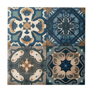 Stunning Blue and Brown Moroccan Ceramic Tile
