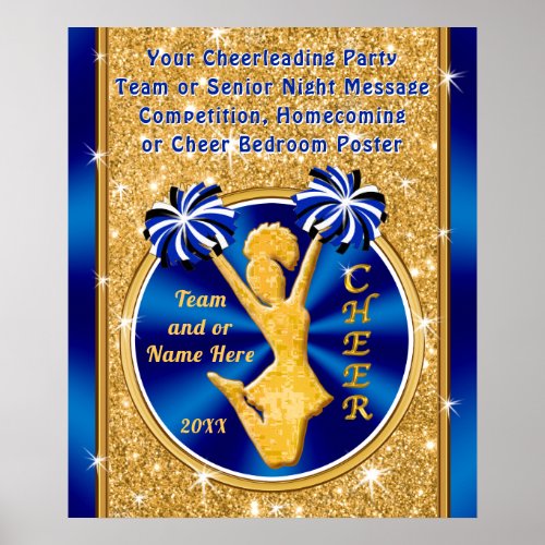 Stunning Blue and Gold Cheer Posters PERSONALIZED Poster