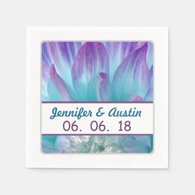 Stunning Blue and Purple Wedding Dahlia A09 Napkins (Front)