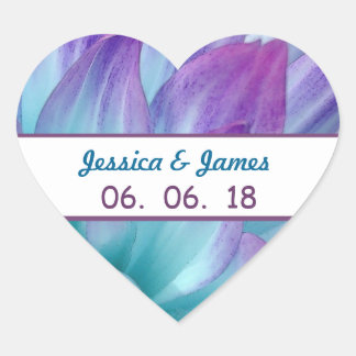 Stunning Blue and Purple Wedding Dahlia A11A Heart Sticker