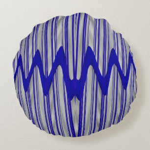 Stunning! Blue and White Round Pillow