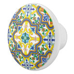 💛💙💚Stunning blue and yellow Azulejos  Ceramic Knob