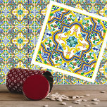 💛💙💚Stunning blue and yellow Azulejos Ceramic Tile<br><div class="desc">💛💙 💚Stunning yellow,  white and blue Azulejos,   Mediterranean pattern inspired by famous Portuguese tile-work,  Azulejos. Perfect as home decor or as a gift for trendy person.</div>