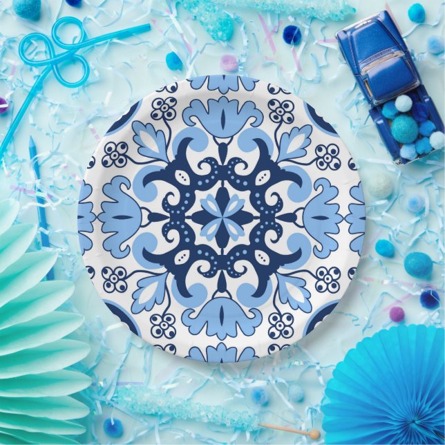 💙 Stunning blue Azulejos Paper Plates (Party)