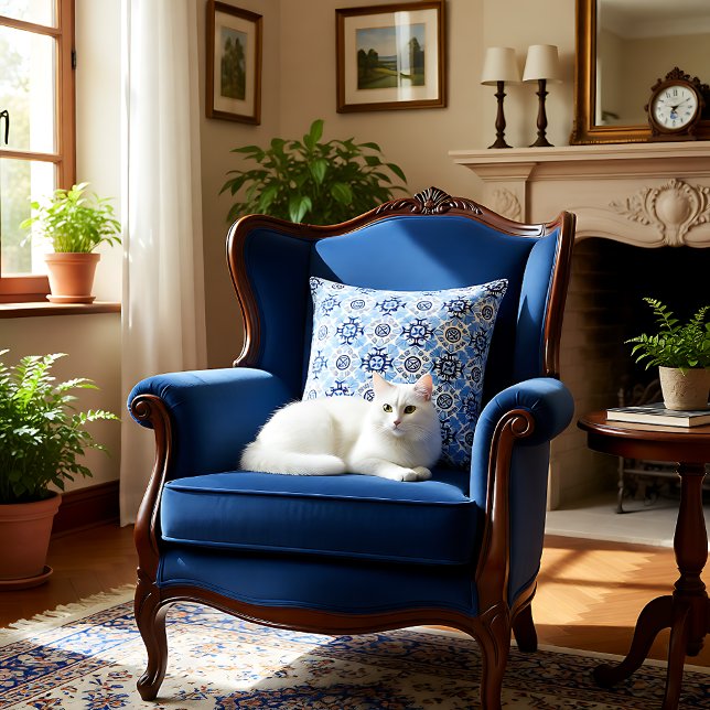 💙 Stunning blue Azulejos Throw Pillow (Stunning blue Azulejos Throw Pillow)