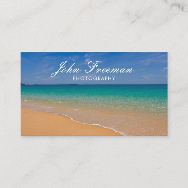 Stunning Blue Beach Waves Photographer Business Card (Front)