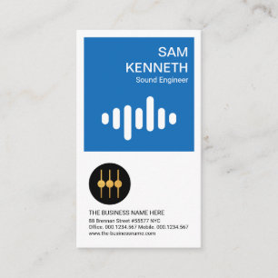 Stunning Blue Box Sound Wave Audio Engineer Business Card