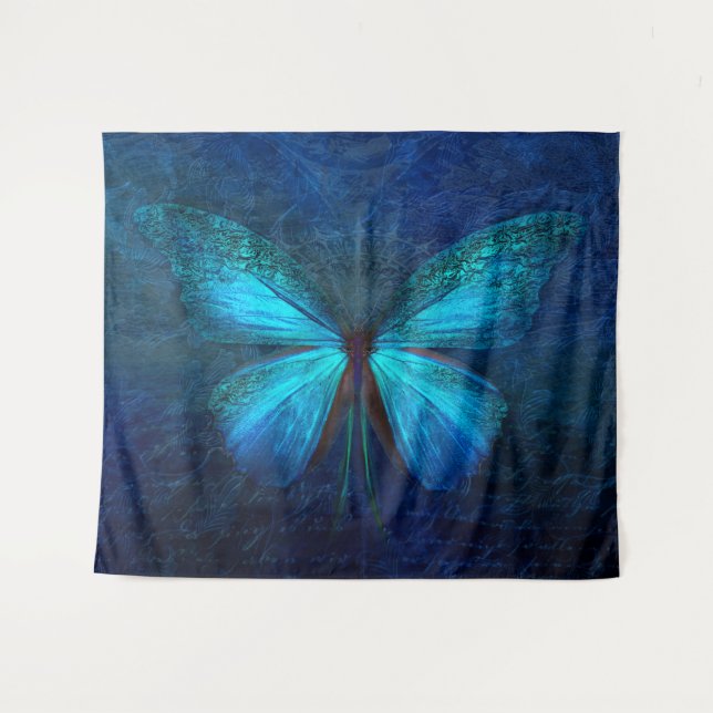 Stunning Blue Butterfly Tapestry (Front (Horizontal))