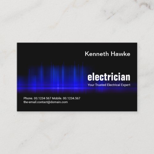 Stunning Blue Electrical Wave Pulse Electrician Business Card