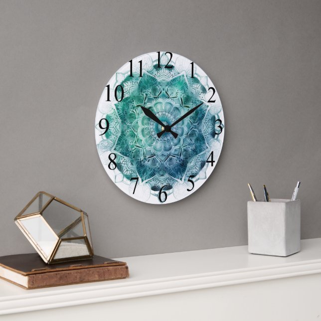 Stunning blue/green Mandala Clock (Office)