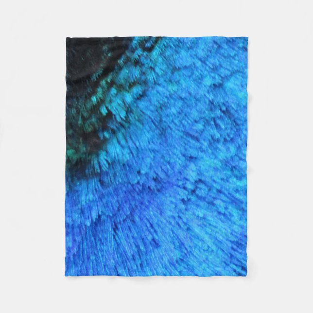Stunning Blue Peacock Fleece Blanket (Front)