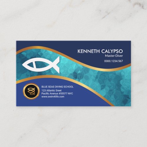 Stunning Blue Seawater Fish Diver Business Card