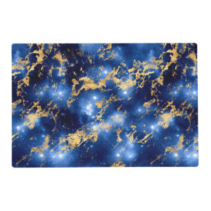 Stunning Blue, White & Gold Marble Galaxy Placemat