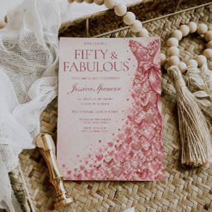 Stunning Blush Fifty & Fabulous 50th Birthday Invitation