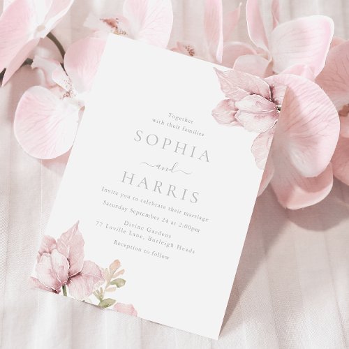 Stunning Blush Floral Elegance Wedding Invitation