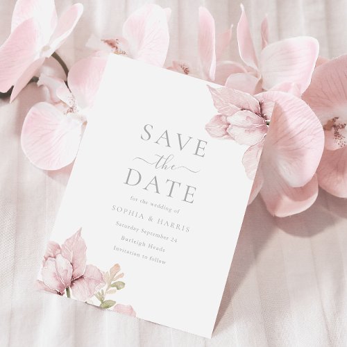Stunning Blush Floral Elegance Wedding Save The Date