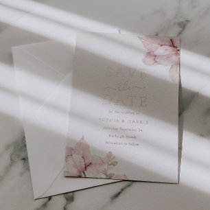 Stunning Blush Floral Wedding Save The Date Foil Invitation