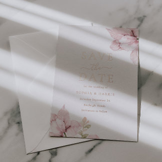 Stunning Blush Floral Wedding Save The Date Foil Invitation