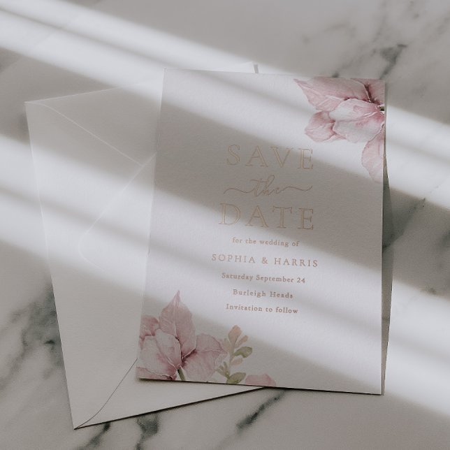 Stunning Blush Floral Wedding Save The Date Foil Invitation (Creator Uploaded)