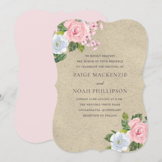 Stunning Blush Pink Floral Elegant Wedding Invite