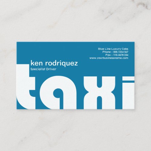 Stunning Bold Bright Big Taxi Letters Taxi Service Business Card