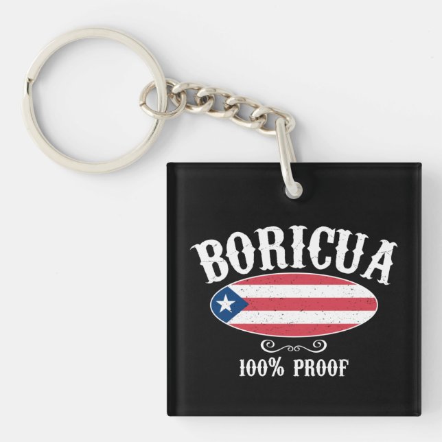 Stunning Boricua Puerto Rico 100%  Keychain (Front)