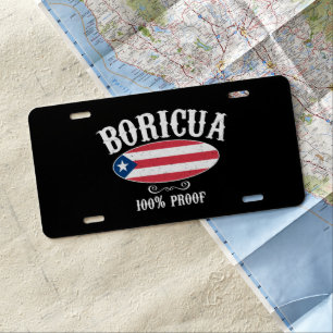 Stunning Boricua Puerto Rico 100%  License Plate