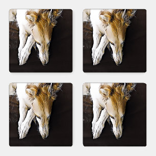 Stunning Borzoi Head Acrylic Coaster Set Of 4