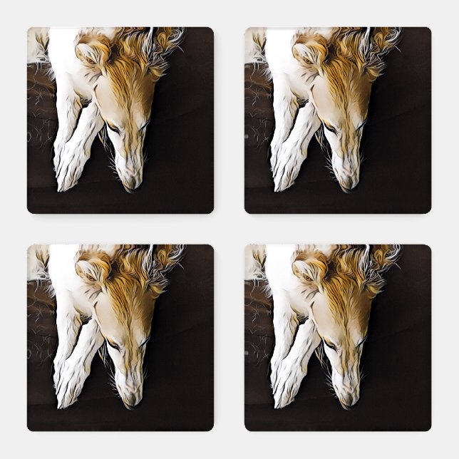 Stunning Borzoi Head Acrylic Coaster Set Of 4 (Set)