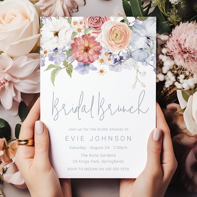 Stunning Botanical Floral Bridal Shower Brunch Invitation (Creator Uploaded)