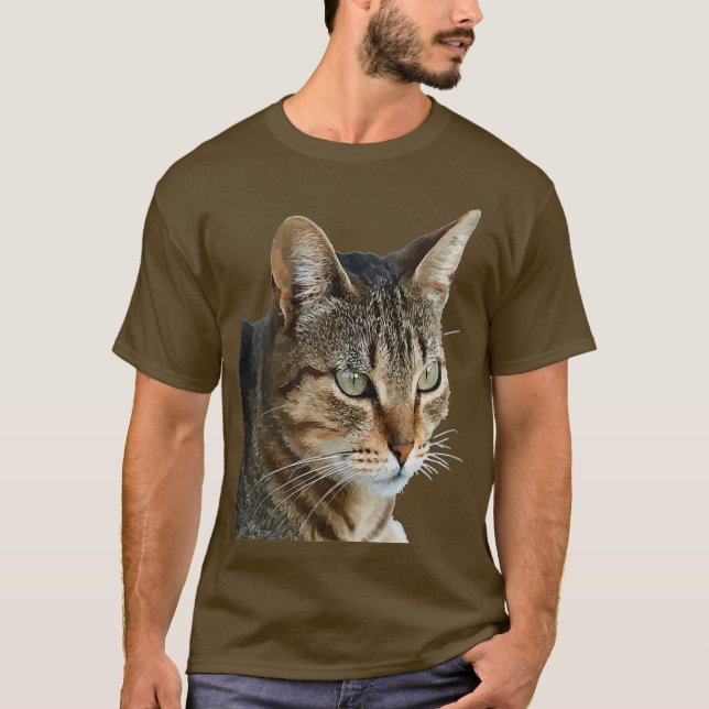 Stunning Brown Tabby Cat Pet Portrait T-Shirt (Front)
