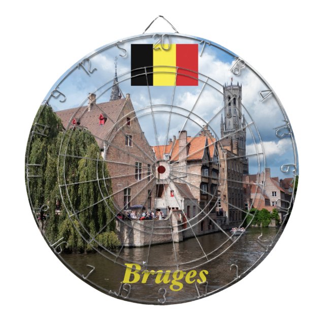 Stunning! Bruges - Belgium Dartboard With Darts (Front)