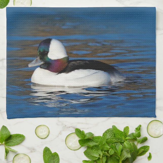 Stunning Bufflehead Duck at the Pond Kitchen Towel (Folded)