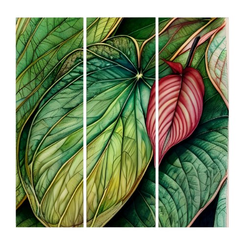 Stunning Caladium Leaves Earthy Colors Triptych