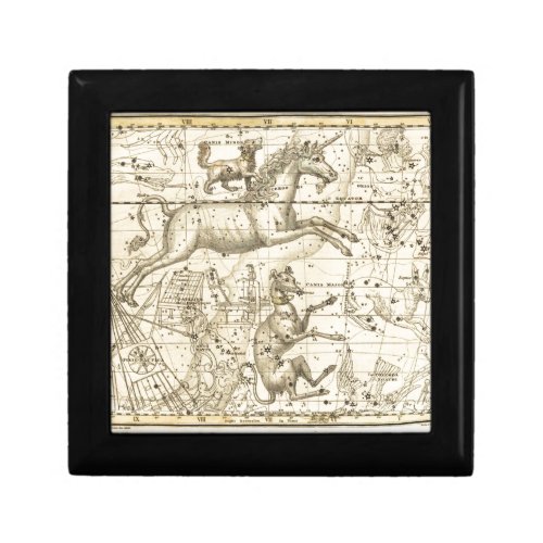 Stunning Canis Minor vintage star chart circa 1822 Keepsake Box