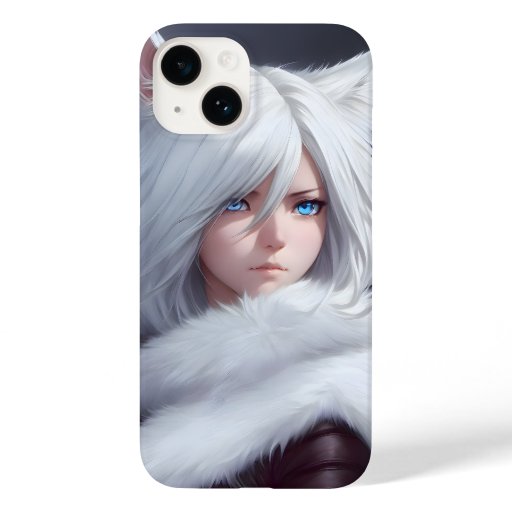 Stunning catgirl with fluffy white fur Case-Mate iPhone 14 case