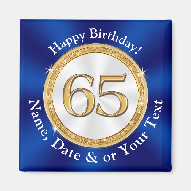 Stunning, Cheap, 65th Birthday Party Favors,  Magnet (Front)