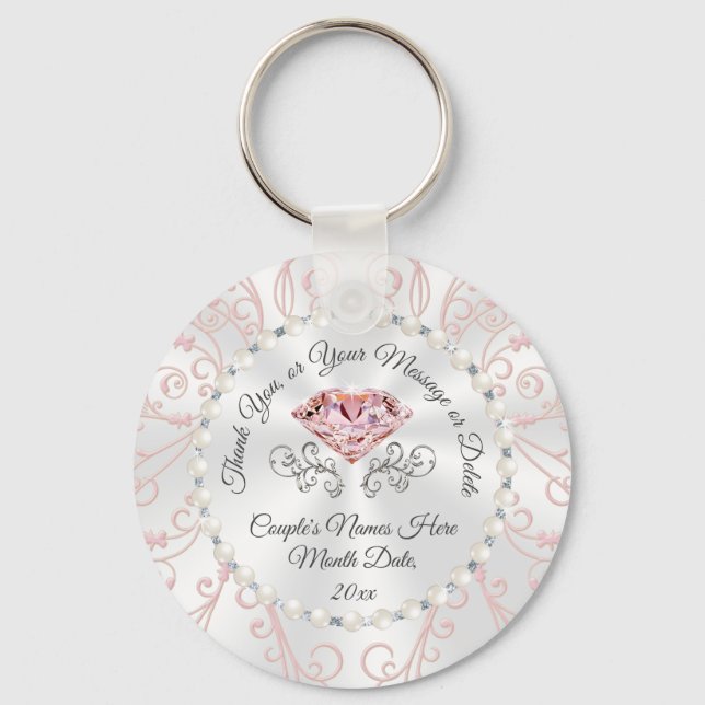 Stunning Cheap Personalized Wedding Favors, Blush Keychain (Front)