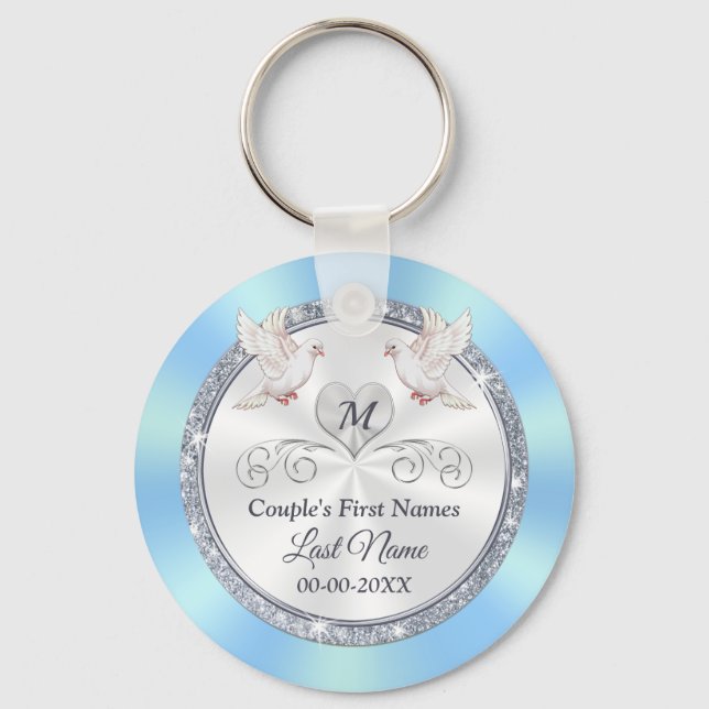 Stunning Cheap Personalized Wedding Party Favors Keychain (Front)