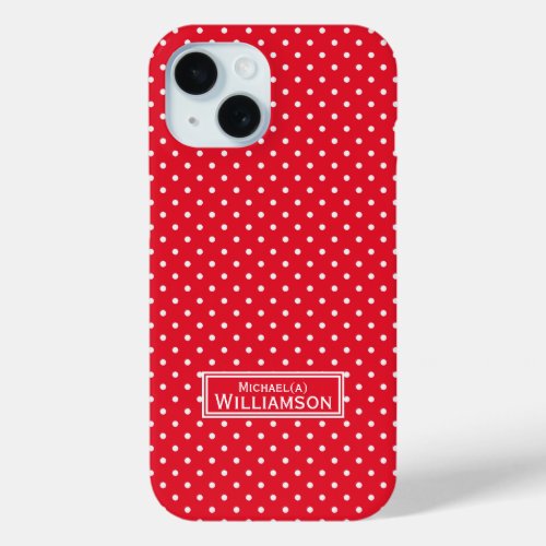 Stunning Cherry Red White Polka Dots Chic Pattern iPhone 15 Case
