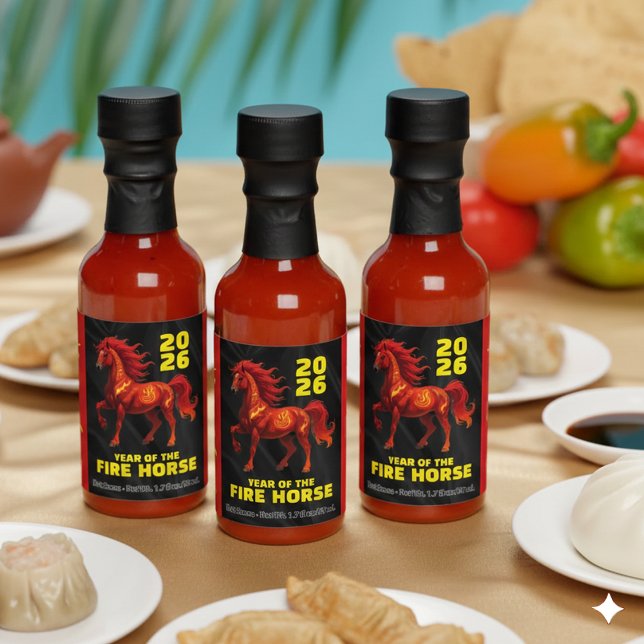 Stunning Chinese Year of the Fire Horse 2026 Hot Sauces (Stunning Year of the Fire Horse 2026 Hot Sauce Favors Cover Photo)