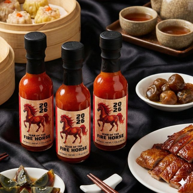 Stunning Chinese Year of the Fire Horse 2026 Hot Sauces (Stunning Year of the Fire Horse 2026 Hot Sauce Favors Cover Photo)