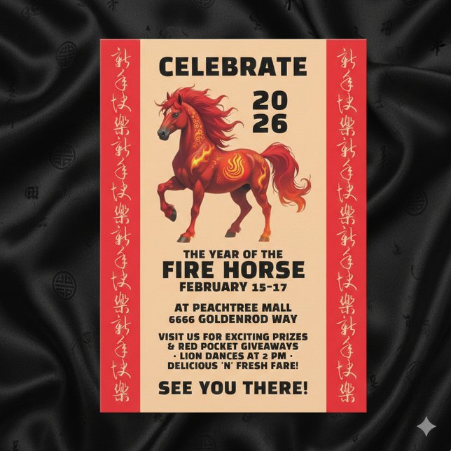 Stunning Chinese Year of the Fire Horse 2026 Invitation (Stunning Chinese Year of the Fire Horse 2026 Invitation Cover Photo)